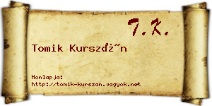 Tomik Kurszán névjegykártya